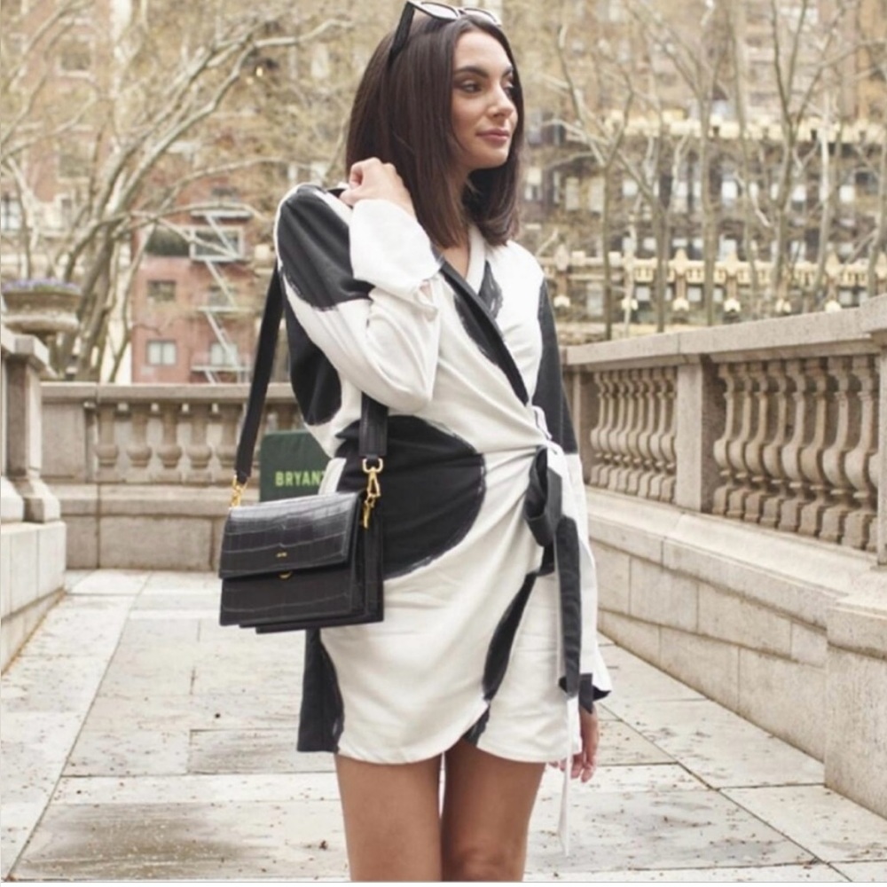 The Drop Women's Polka Dot Black & White Wrap Dress By Paige Desorbo Influencer